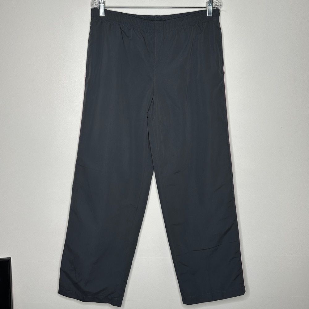 Danskin Now Gray Track Pants Pink Stripe Drawstring Mesh Lined‎